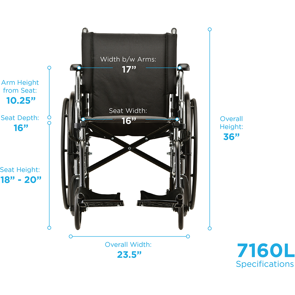 WHEELCHAIR LTWT 16" FDA SA FR SPECS